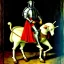 Placeholder: retrato de un caballero medieval con armadura montando un grifon con estilo de Diego Velázquez