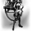 Placeholder: great illustrator, spanish, pencil sketch of a cute girl, beautiful, steampunk syle, black and white. Helmet with tubes. Machinery in the background. High details.