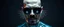 Placeholder: portrait of upper body of cool transparent guy made with nano tape and with shades and mustache and bald head, saw blade beholder eye tyrant flating beholder kin with eyes on each saw blade tooth saying something profound