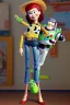 Placeholder: Portrait lady, full body shot, full-color long shot style of Toy Story