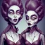 Placeholder: extrem tim burton style of the evil stepsisters, sharp focus