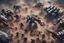 Placeholder: epic warzone, mech vs alien races, top view, cinematic camera, battle scene, modern weapon, many army, infantry