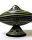 Placeholder: A black UFO with lasers designed in native American petroglyphs painted by Roy Lichtenstein