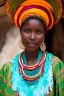 Placeholder: Portrait African lady, full body shot, full-color long shot in traditional Belize costume