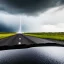 Placeholder: hyper photorealistic shot, speeding off-road truck, monotone color palette, sharp focus, puddle reflec1tion, intricate tire tread pattern, tire mud splashes, refraction, mist on the horizon, thunder and lightning, overcast shadow, detailed and intricate, cinematic composition, 8k, micro, tilt shift photography, bokeh