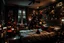 Placeholder: cozy christmas themed bedroom, with lots of christmas ornaments, christmas pillows, small christmas tree, for friends to stay and chat together on christmas night. and make it kinda low dark bedroom