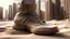 Placeholder: photoreal gorgeous shoes in the shape of a city made from sand sculpture by lee jeffries, 8k, high detail, smooth render, unreal engine 5, cinema 4d, HDR, dust effect, vivid colors