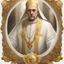 Placeholder: game avatar, man, portrait, pope priest, religion, white robe, gold, medieval