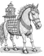Placeholder: The Trojan Horse. realistis tatto sketch style, white background, profesional tatto sketch