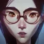 Placeholder: close up portrait of Korean gamer girl seting with hand on the Chen round glasses on her face brown hair white headfone , fine detail, highly intricate, modern surrealism painting, defined cracks and breaks, high-quality, volumetric lighting, 8k, ultrahd, George Grie, Marco Escobedo, Igor Morski,Brian Froud, Howard Lyon, Selina French,