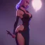 Placeholder: a busty fantasy folk hero in a sensual dress dancing in moonlight