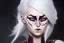 Placeholder: portrait fantasy mechanical woman pearl white hair gemstone eyes