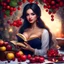 Placeholder: yalda night ,add hafez book, and winter fruits and dishes ,beautiful sexy girl. with bekiny