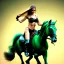 Placeholder: fullbody portrait of beautiful booty busty with big green eyes woman riding a horse by Rafael 8k