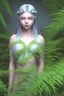 Placeholder: With a carefree abandon, Fiona sprawls amongst the ferns, her silvery hair fanning out around her like a halo of moonlight. Her cerulean eyes gleam with an otherworldly light, their pupils slightly dilated as they take in the ever-shifting colors of the hallucinatory world around her. Her cheeks bear a rosy flush, mirroring the warmth of her laughter and the forest's magic that courses through her veins. Her lips are curled into a perpetual smile, a testament to the joy that radiates from withi