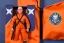 Placeholder: Mike pence G.i. joe toy doll space force uniform inside a blister package hanging on A rack in toystore, fluorescent orange price tag, wide angle shot whole body