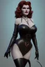 Placeholder: Rita Hayworth as evil queen in black leather, busty, cleavage, curvy, angry, stern look. character design by cory loftis, fenghua zhong, ryohei hase, ismail inceoglu and ruan jia. unreal engine 5, artistic lighting, highly detailed, photorealistic, fantasy