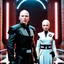 Placeholder: a bold and heroic bald male Corellian pilot in black and metallic grey First Order special forces gear meets a female Jedi Master in ancient, mystical temple, hyperdetailed, dynamic lighting, hyperdetailed background, 8k resolution, volumetric lighting, light skin, fully symmetric details