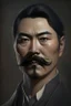 Placeholder: portrait of a man with Asian features, sturdy build, short dark hair, dark mustache and goatee