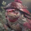 Placeholder: Ultra realistic rendering of turtle samurai, blood, guts, wildflower, intricate, darkred tones,