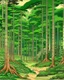 Placeholder: A green forest with giant trees painted by Katsushika Hokusai