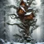 Placeholder: Elf tree house in the forest, 8k, realistic, intricate, highly detailed, cinematic snow effects