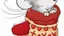 Placeholder: fantasy cartoon style illustration: red mitten with a little cute mouse peeking out