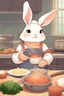 Placeholder: Cute chubby bunny floppy ears adventurer dnd cooking art realism