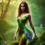 Placeholder: apple, upper body of yohan diniz, fast walker, as a brunette young cute feminine woman, short hair, green forest background, pond, mega flowers,peacock,sun light