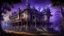 Placeholder: A violet haunted mansion filled with spirits painted by Leonardo da Vinci