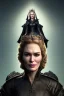 Placeholder: Cersei Lannister as evil queen in black leather, lena headay, leather, busty, cleavage, angry, rage, stern look. character design by cory loftis, fenghua zhong, ryohei hase, ismail inceoglu and ruan jia. unreal engine 5, artistic lighting, highly detailed, photorealistic, fantasy