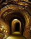 Placeholder: A brownish bronze cave with twisting and turning tunnels painted by Gustav Klimt