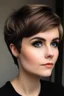 Placeholder: A very pretty girl looking to the side and wearing sharp eyeliner with short hair