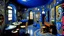 Placeholder: A dark blue chaotic realm with pixies designed in Mexican folk art painted by Antoni Gaudi