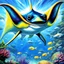 Placeholder: fantasy 90's tcg art of shiny manta ray