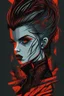 Placeholder: Create a wild, imaginative, goth punk vampire girl with highly detailed facial features, in the vector graphic style of Nirak1,Christopher Lee, and Cristiano Siqueira, utilizing simple shapes , vibrant colors,