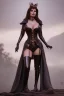 Placeholder: Raquel Welch as evil queen in black leather, leather, busty, cleavage, angry, stern look. character design by cory loftis, fenghua zhong, ryohei hase, ismail inceoglu and ruan jia. unreal engine 5, artistic lighting, highly detailed, photorealistic, fantasy