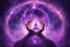 Placeholder: kundalini, connected to the universe, purple galaxy, soul holding few universes in hands