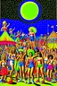 Placeholder: party in 80's with circus on the moon full