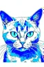 Placeholder: Adorable,Porträt einer bösen Katze von Van Gogh blau grob,pastel theme, white background