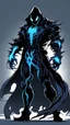 Placeholder: Mix between venom symbiote and Reaper in solo leveling shadow style with neon glowing blue