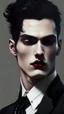 Placeholder: painting by koson ohara and marta bevacqua portrait of a handsome goth man in black suit, 8k, high quality, highly detailed