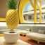 Placeholder: A tourist resort in the shape of a pineapple, interior design, section