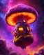 Placeholder: A lonely floating island mushroom house in space. yellow purple red, deep space nebulas. Detailed gloss Painting, bright color, fantastical, intricate detail, splash screen, hyperdetailed, insane depth, concept art, 8k resolution, trending on Artstation, Unreal Engine 5, color depth, backlit, splash art, dramatic, High Quality Whimsical Fun Imaginative, good composition