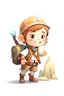 Placeholder: adventurer cute digital style white background in high quality