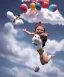 Placeholder: Ultra realistic speed clouds sky scene, wide angle view, childs falling down with many Childs background, rabbit head, inflatable monsters, circus dress style, feather color, free jumping flying, many trinkets, hair monster, many jelly beans, balls, color smoke, smile, happy, extreme, wind, clouds sea, 20,000 feet altitude, stratosphere, soft color, highly detailed, unreal engine 5, ray tracing, RTX, lumen lighting, ultra detail, volumetric lighting, 3d, finely drawn, high definition.