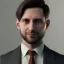 Placeholder: portrait of a boring 30 years old bank employee wearing a suit, finance, 4K, hyper-realistic portrait, cinematrographic, backlight