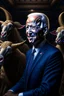 Placeholder: biden as a goat in the style of escher, spraypaint, photorealism, trending on artstation, 8k, depth of field, downlight, lightrays, volumetric