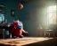 Placeholder: room scene with big color hair monster, realistic photo, sweet, Tim burton style, concept art, smooth, unreal engine 5, god lights, ray tracing, RTX, lumen lighting, ultra detail, volumetric lighting, 3d.