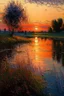 Placeholder: Landscape oil painting, detailed Claude Monet, detailed, sunset